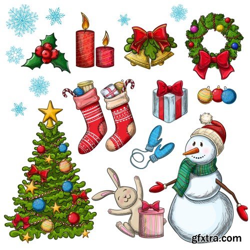 Christmas vector  illustration for decoration, Christmas icons