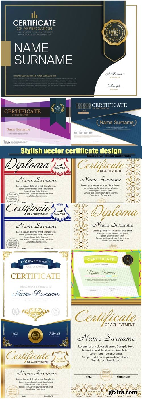 Stylish vector certificate design