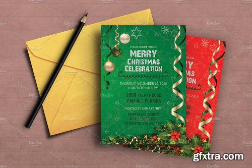 CreativeMarket Elegant Christmas Invitation 1121830