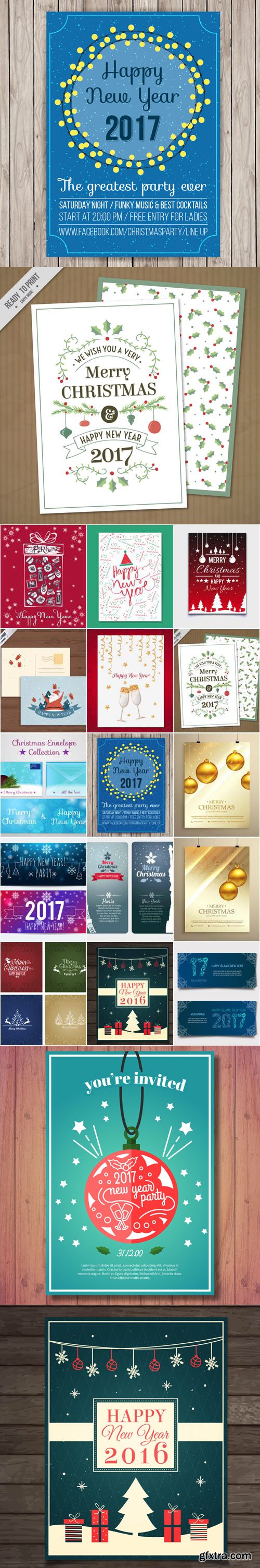 Christmas & New Year Cards Vector (Vol.4) [AI/EPS]