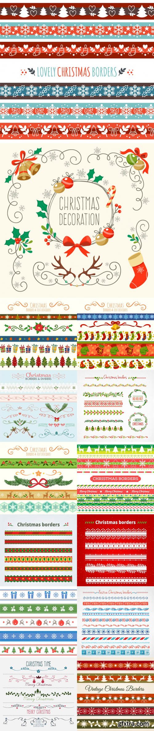 Festive Christmas Borders & Dividers in Vector [AI/EPS]