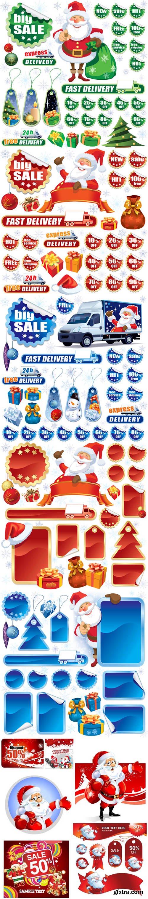 Christmas Sales Tags & Stickers Design Vector [EPS]