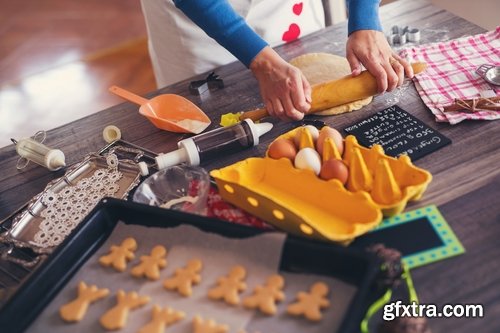 Collection of family prepares a festive meal treat New Year Christmas sweetness 25 HQ Jpeg