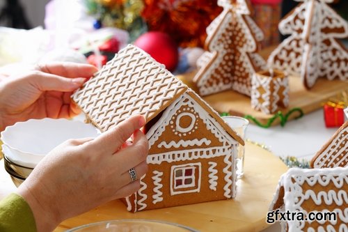 Collection of family prepares a festive meal treat New Year Christmas sweetness 25 HQ Jpeg