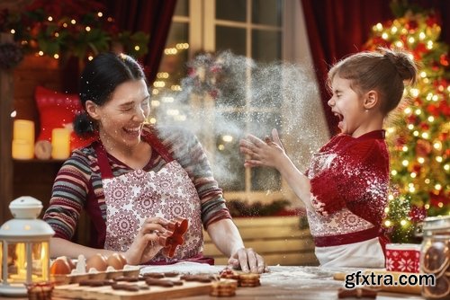 Collection of family prepares a festive meal treat New Year Christmas sweetness 25 HQ Jpeg