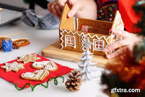 Collection of family prepares a festive meal treat New Year Christmas sweetness 25 HQ Jpeg