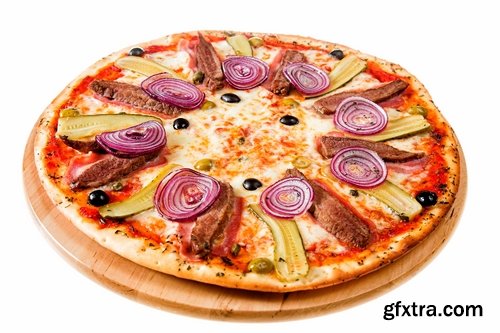 Collection of pizza ingredients of products for the preparation of a vegetable pie 25 HQ Jpeg