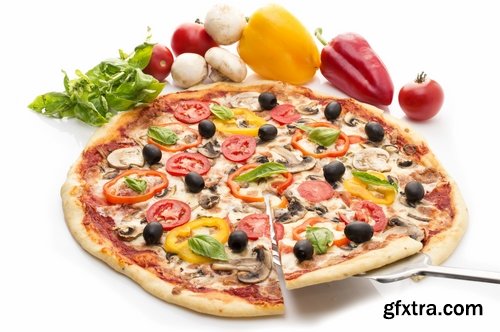 Collection of pizza ingredients of products for the preparation of a vegetable pie 25 HQ Jpeg