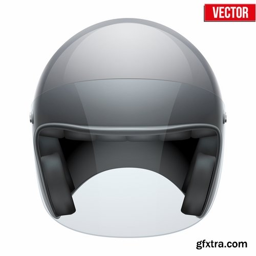 Collection of motorcycle helmet head protection equipment vector image 25 EPS