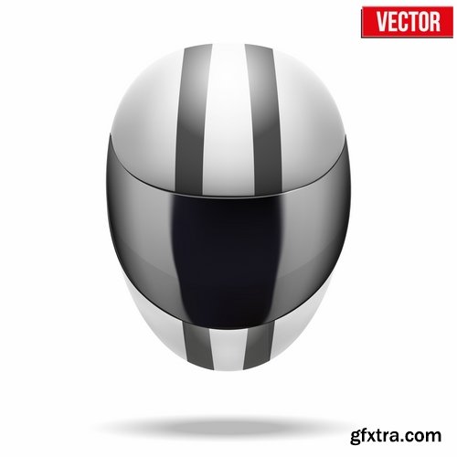 Collection of motorcycle helmet head protection equipment vector image 25 EPS