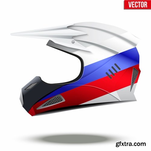 Collection of motorcycle helmet head protection equipment vector image 25 EPS