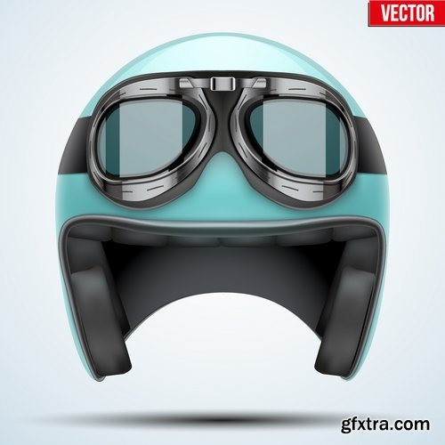 Collection of motorcycle helmet head protection equipment vector image 25 EPS