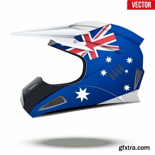 Collection of motorcycle helmet head protection equipment vector image 25 EPS