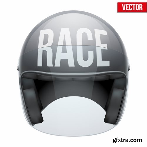 Collection of motorcycle helmet head protection equipment vector image 25 EPS