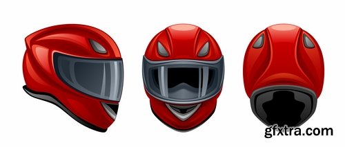 Collection of motorcycle helmet head protection equipment vector image 25 EPS