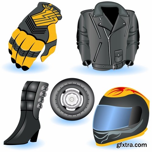 Collection of motorcycle helmet head protection equipment vector image 25 EPS