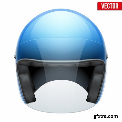 Collection of motorcycle helmet head protection equipment vector image 25 EPS