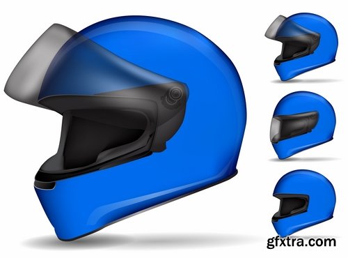 Collection of motorcycle helmet head protection equipment vector image 25 EPS