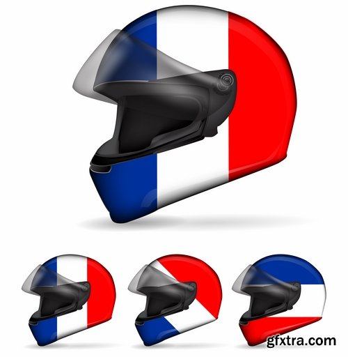 Collection of motorcycle helmet head protection equipment vector image 25 EPS