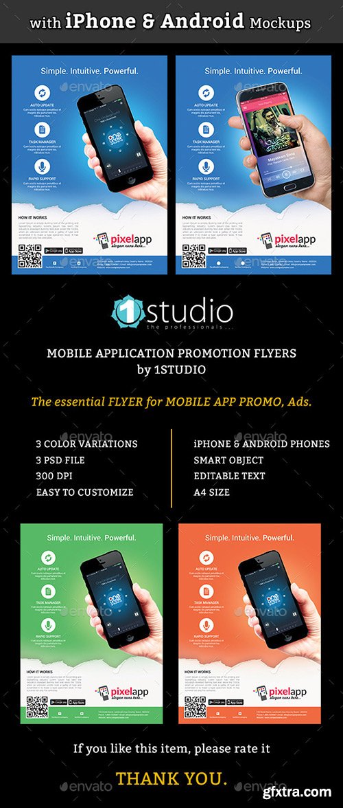 GraphicRiver 12666356 - Mobile App Flyers with iPhone & Android Mockup