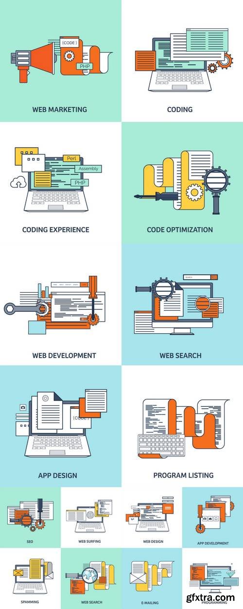 Flat Background - Coding, Programming