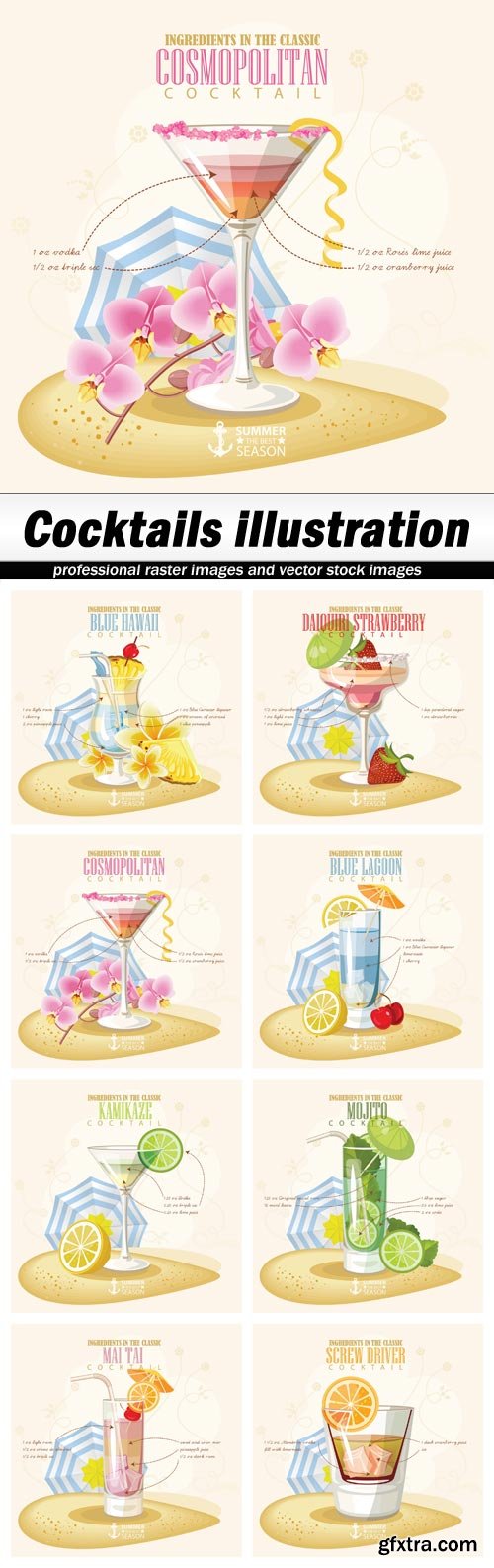 Cocktails illustration - 8 EPS