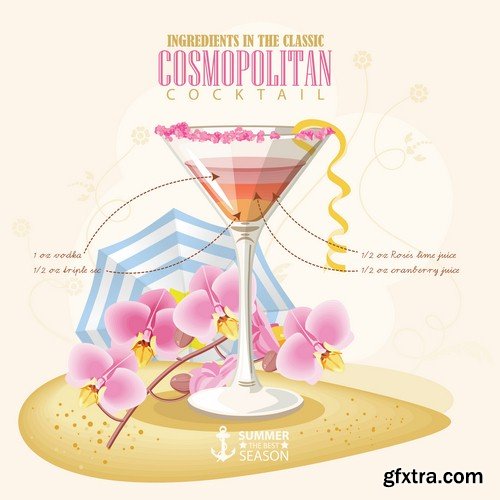 Cocktails illustration - 8 EPS