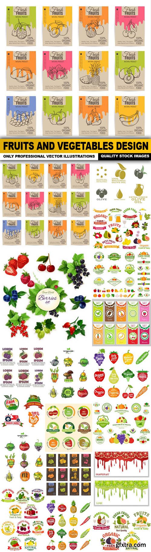 Fruits And Vegetables Design - 20 Vector