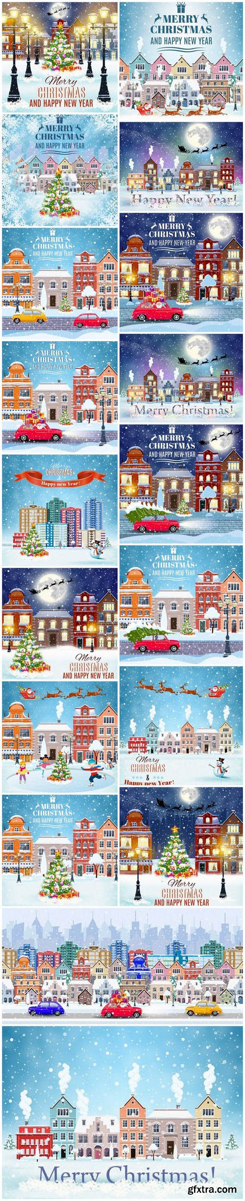 The Christmas fairy tale on the city street - 18xEPS Vector Stock