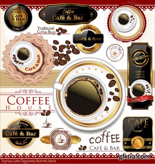 Collection of for working clothes template sticker printing cook waiter meal food trade 25 EPS