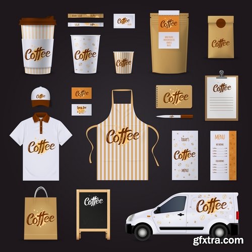 Collection of for working clothes template sticker printing cook waiter meal food trade 25 EPS