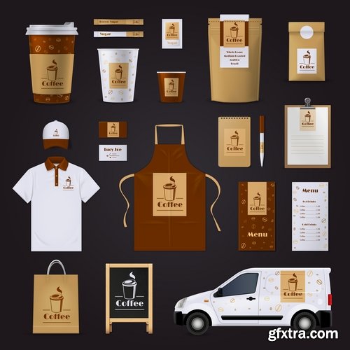 Collection of for working clothes template sticker printing cook waiter meal food trade 25 EPS