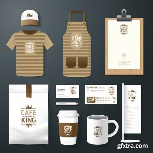 Collection of for working clothes template sticker printing cook waiter meal food trade 25 EPS