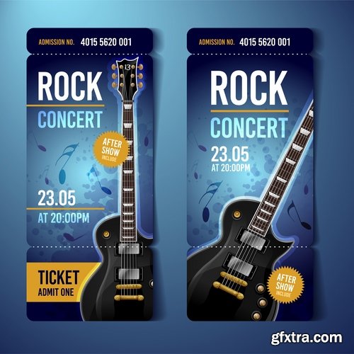 Collection of rock concert flyer banner sign invitation brochure 25 EPS