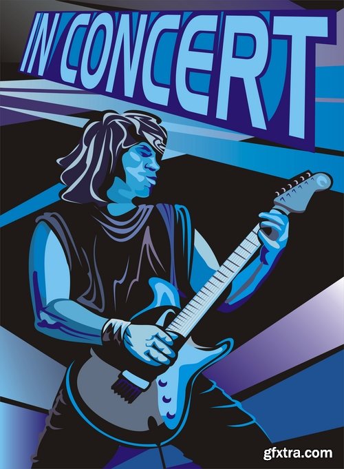 Collection of rock concert flyer banner sign invitation brochure 25 EPS