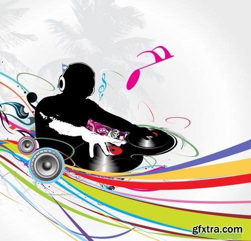 Collection of DJ cartoon image for t-shirts items 25 EPS