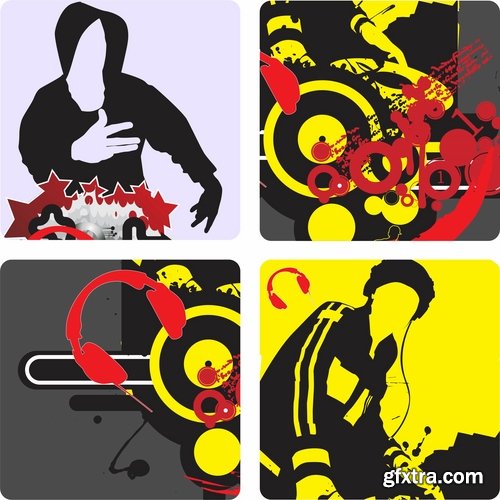 Collection of DJ cartoon image for t-shirts items 25 EPS