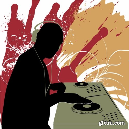 Collection of DJ cartoon image for t-shirts items 25 EPS