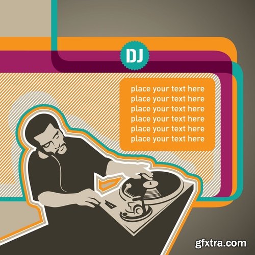 Collection of DJ cartoon image for t-shirts items 25 EPS