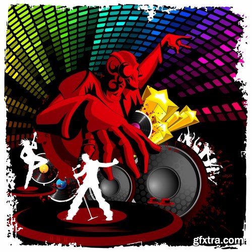 Collection of DJ cartoon image for t-shirts items 25 EPS