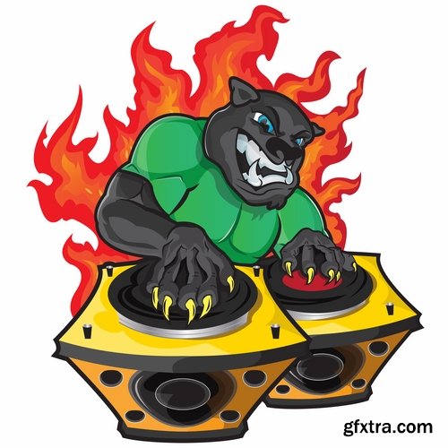 Collection of DJ cartoon image for t-shirts items 25 EPS