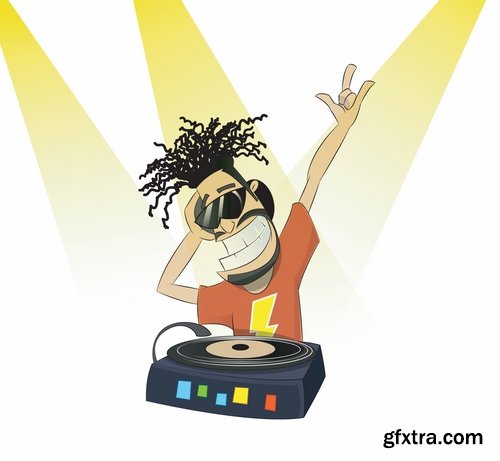 Collection of DJ cartoon image for t-shirts items 25 EPS