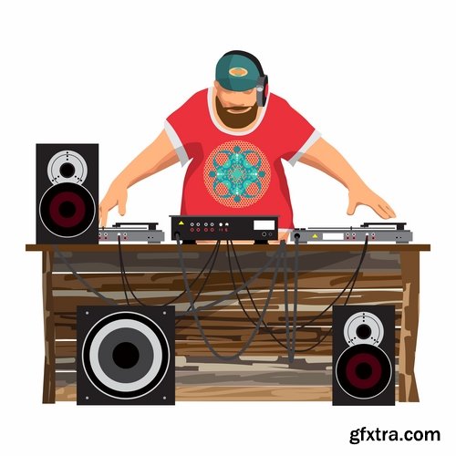 Collection of DJ cartoon image for t-shirts items 25 EPS