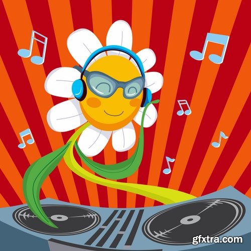 Collection of DJ cartoon image for t-shirts items 25 EPS