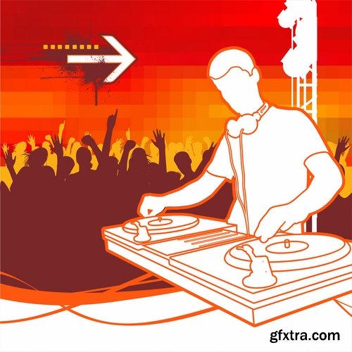 Collection of DJ cartoon image for t-shirts items 25 EPS