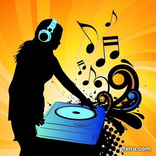 Collection of DJ cartoon image for t-shirts items 25 EPS