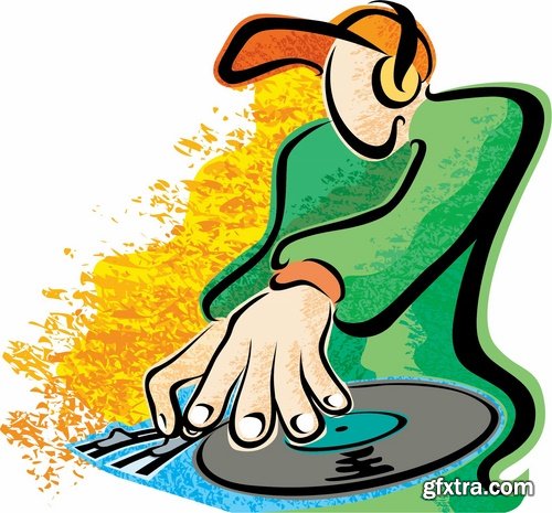 Collection of DJ cartoon image for t-shirts items 25 EPS