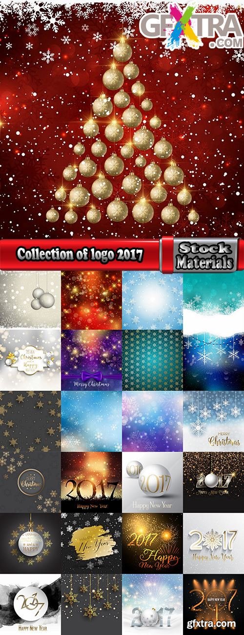 Collection of logo 2017 Christmas New Year background is card gift card 25 EPS