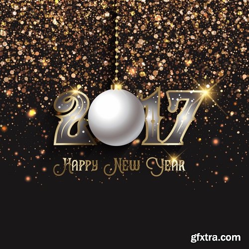 Collection of logo 2017 Christmas New Year background is card gift card 25 EPS