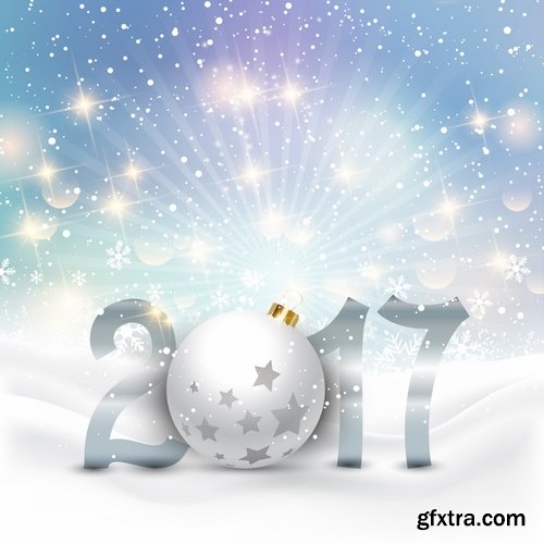 Collection of logo 2017 Christmas New Year background is card gift card 25 EPS